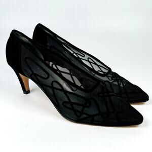 Vintage Paloma Mesh Classic Black High Heel Stylish Party Pumps Size 9.5AA